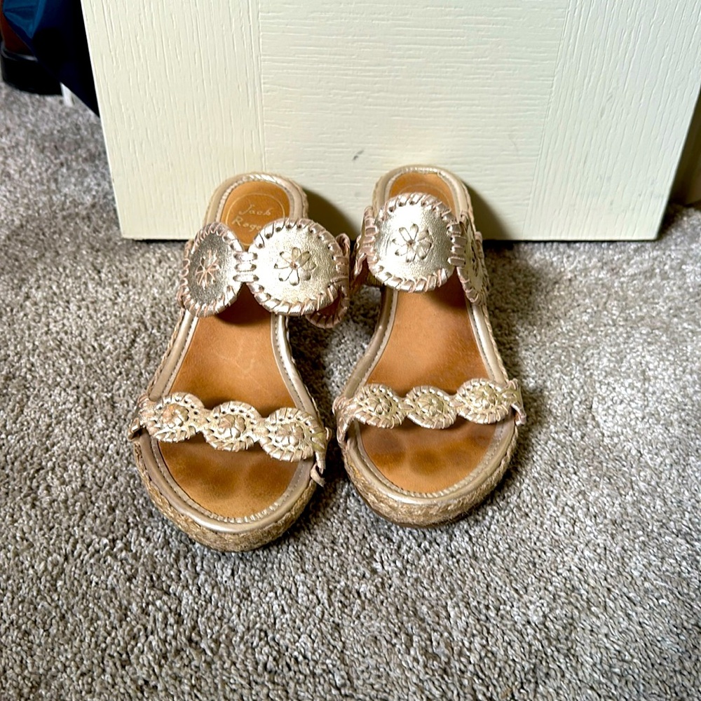 Jack Rogers , gold wedges, size 8.5 M